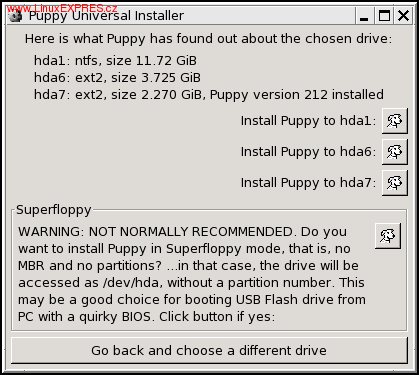 Obrázek: Puppy Universal Installer