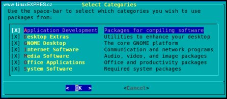 Výběr kategorií softwaru